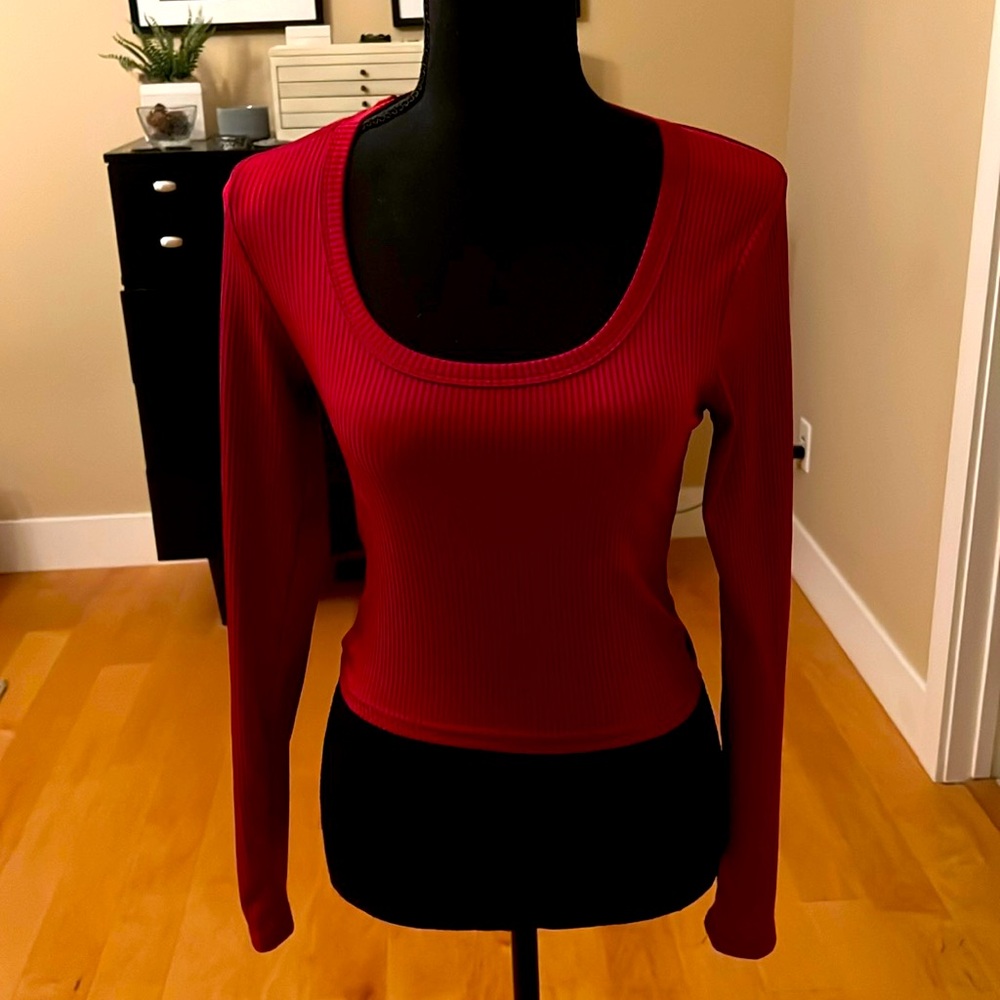 RED TEXTURED SHIRT